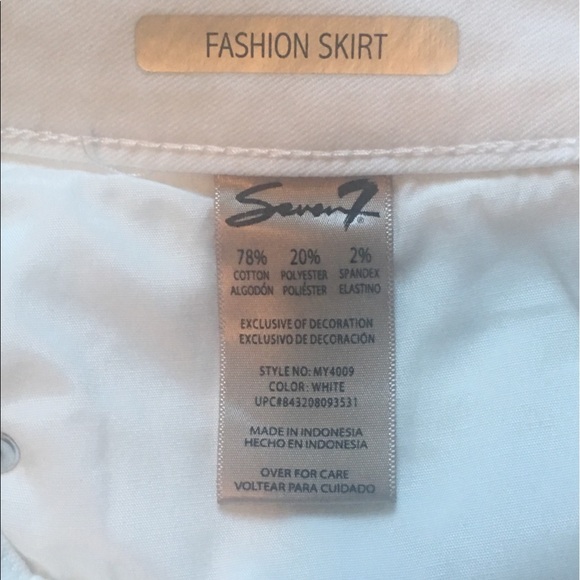 Seven7-White Embroidered Stretch Jean Skirt - Picture 3 of 5